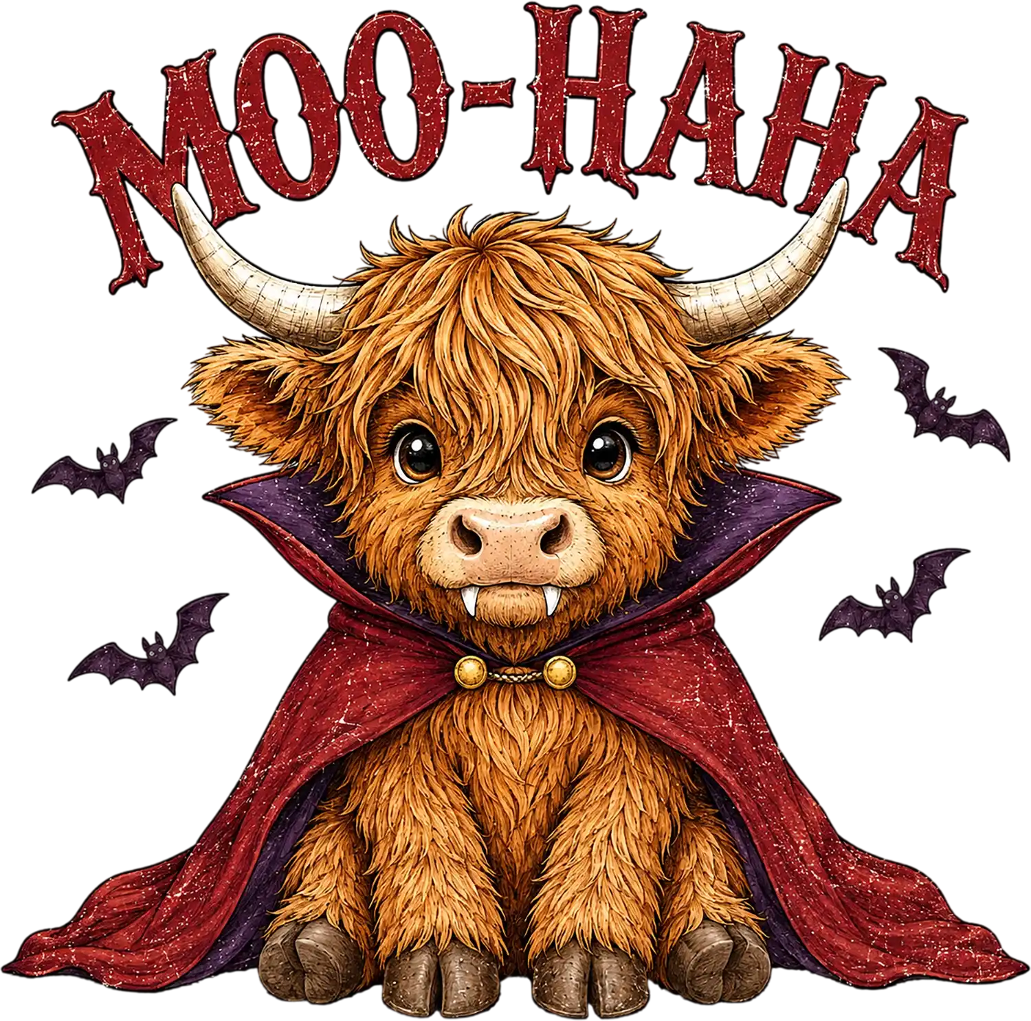 Vampire Red Code Moo-HA Vampire Highland Cow DTF Transfer