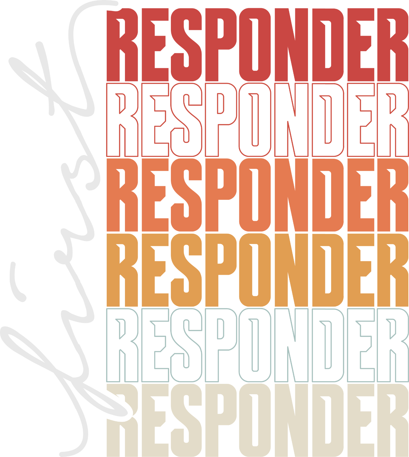 Stacked word "Responder" repeated in bold red, orange, tan, and cream colors, ready to press dtf transfer design