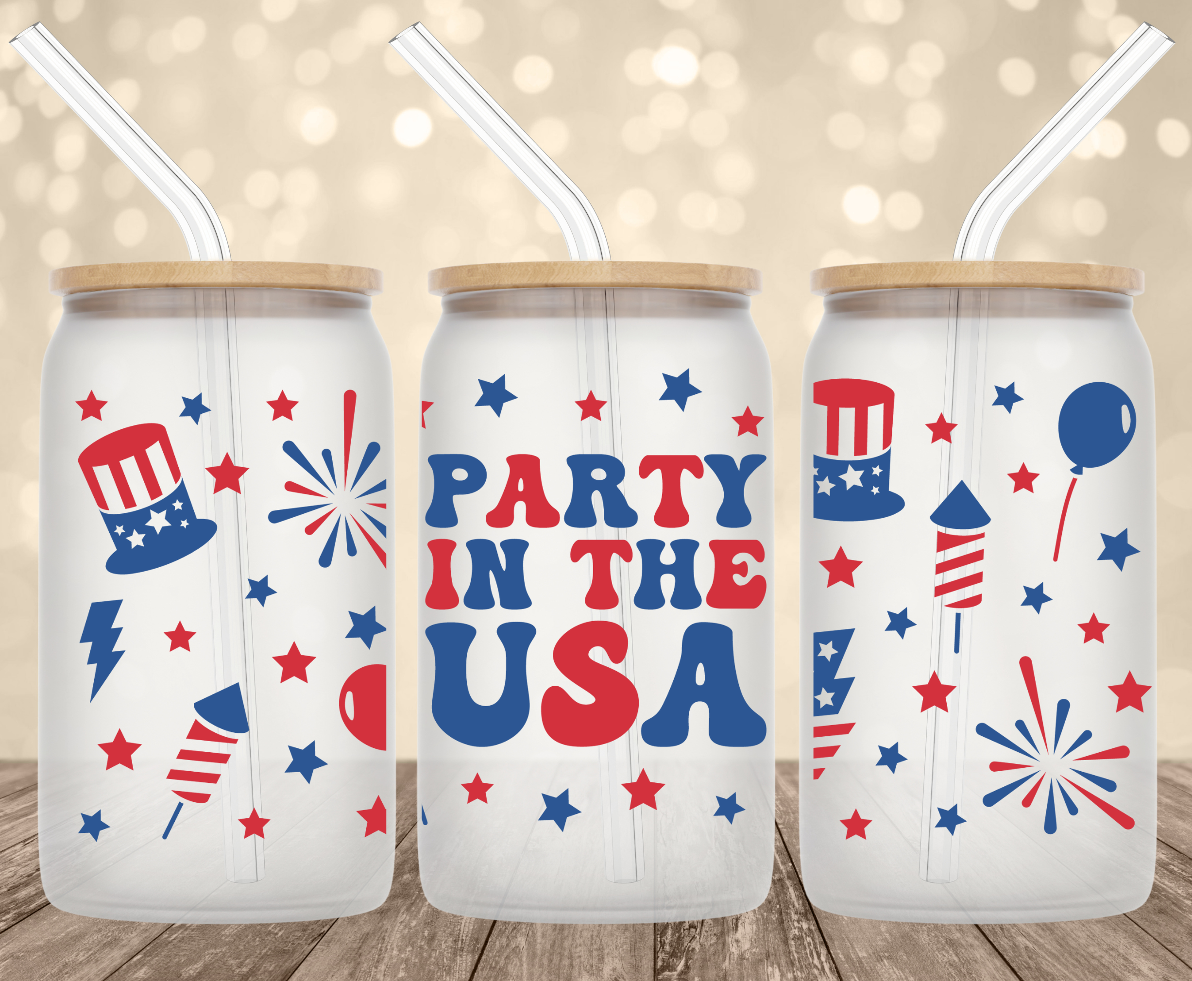 Party In The Usa 16 Oz Glass Can