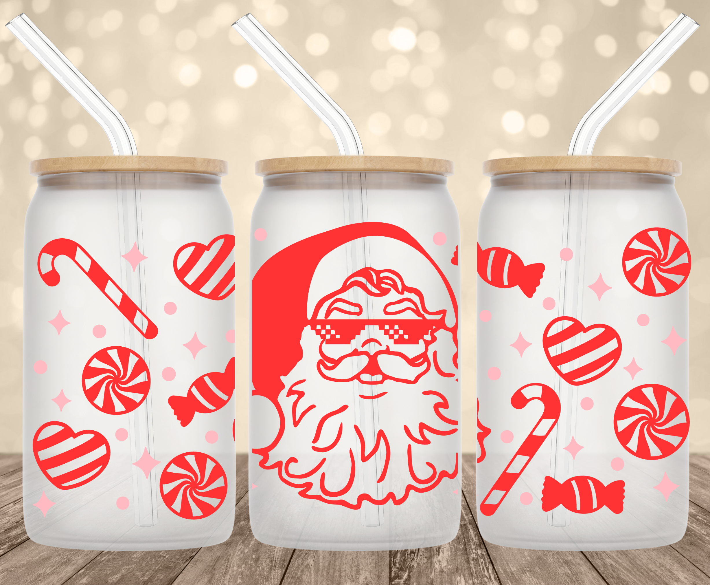 Santa Claus Candy 16 Oz Glass Can