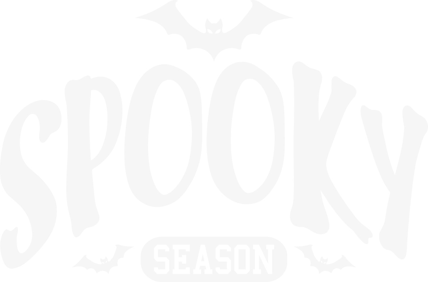 Spooky Season text in large white letters with bat icon, ready to press dtf transfer
