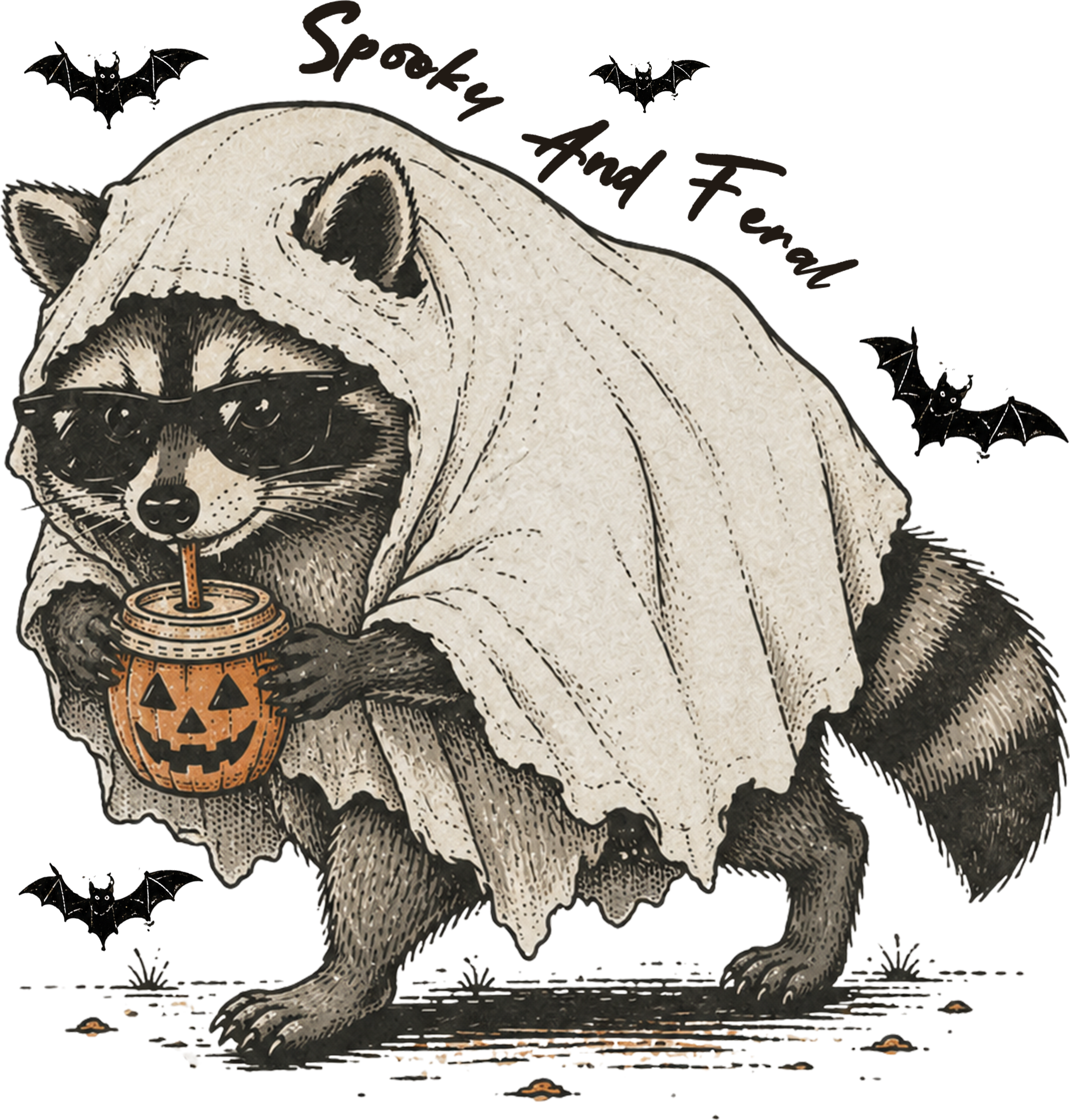 Spooky Raccoon Ghost DTF Transfer