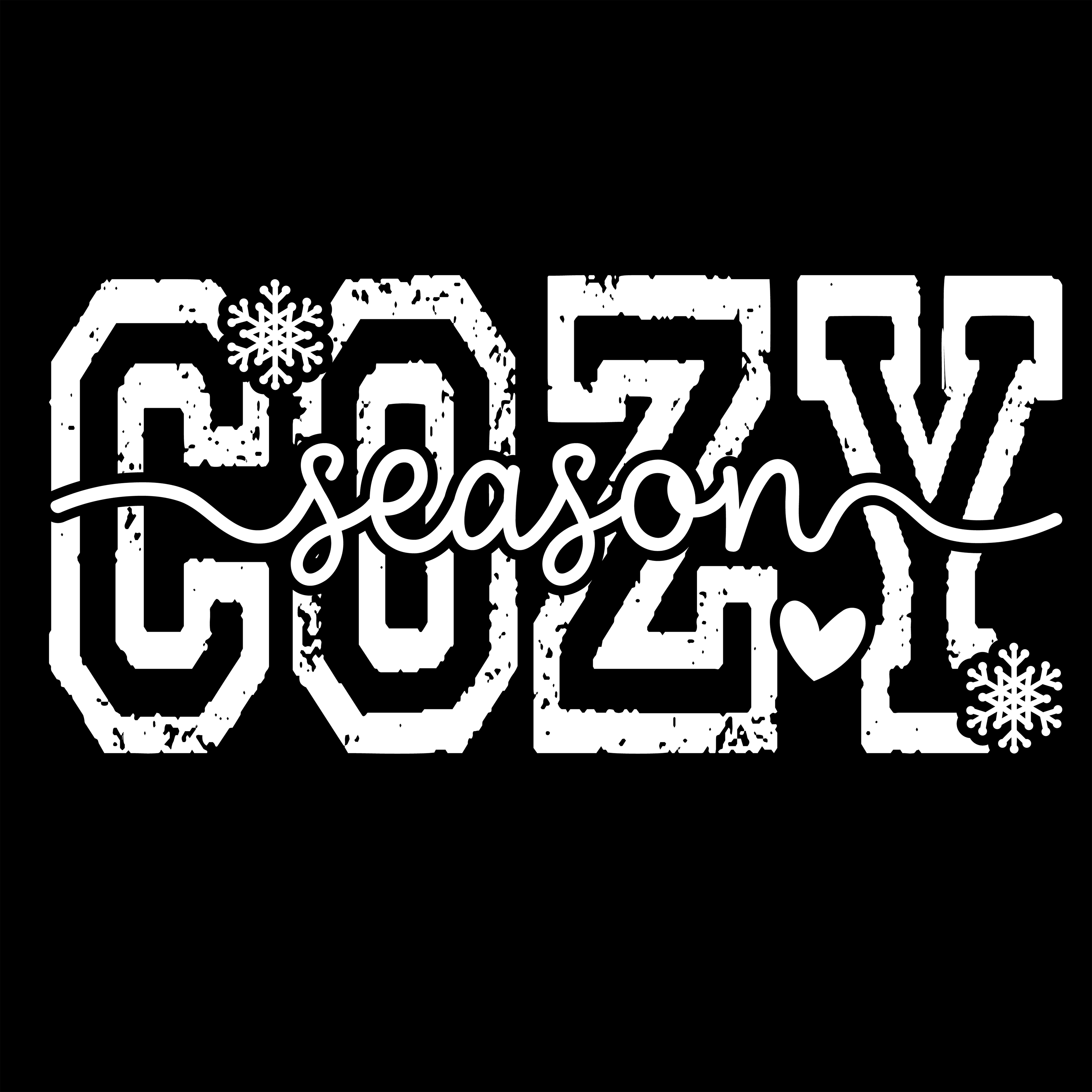 cozy season varsity white dtf transfer
