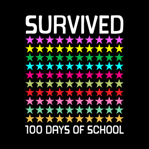 Survived 100 Days of School Star Sticker Sheet DTF Transfer