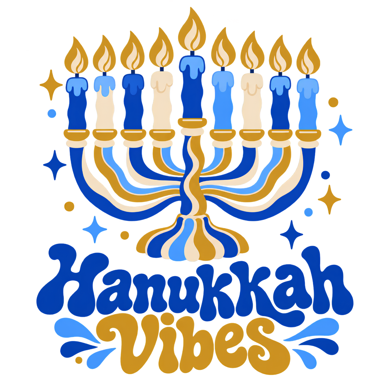 Hanukkah Vibes Menorah DTF Transfer