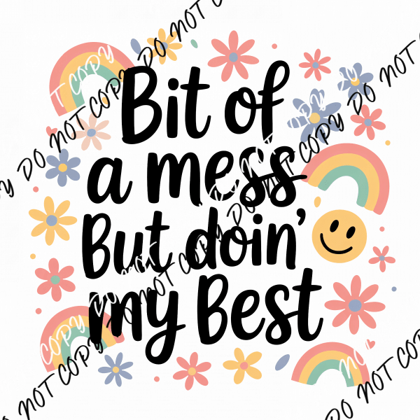 A Bit of a Mess But I'm Doin my Best DTF Transfer - We Print U Press DTF Transfers