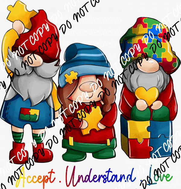 Accept Understand Love Gnome DTF Transfer - We Print U Press DTF Transfers