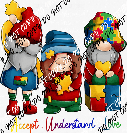 Accept Understand Love Gnome DTF Transfer - We Print U Press DTF Transfers