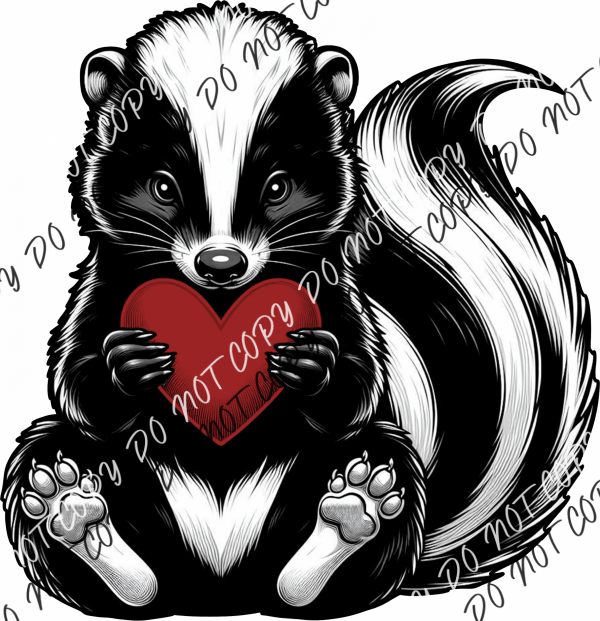 Adorable Skunk With Red Heart Dtf Transfer