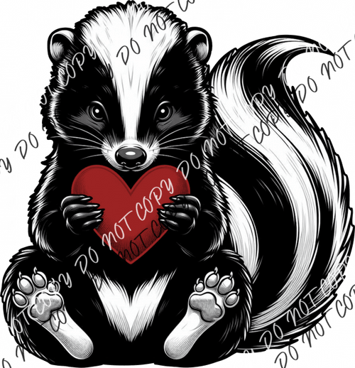 Adorable Skunk With Red Heart Dtf Transfer