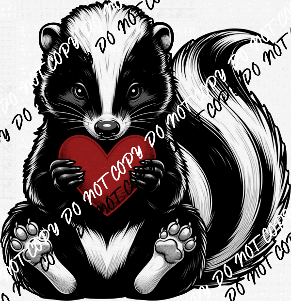 Adorable Skunk with Red Heart DTF Transfer - We Print U Press DTF Transfers