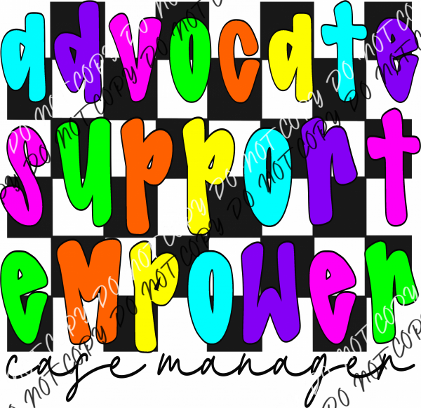 Advocate Support Empower Case Manager Or Social Worker (Choose Name) Dtf Transfer Pocket Size