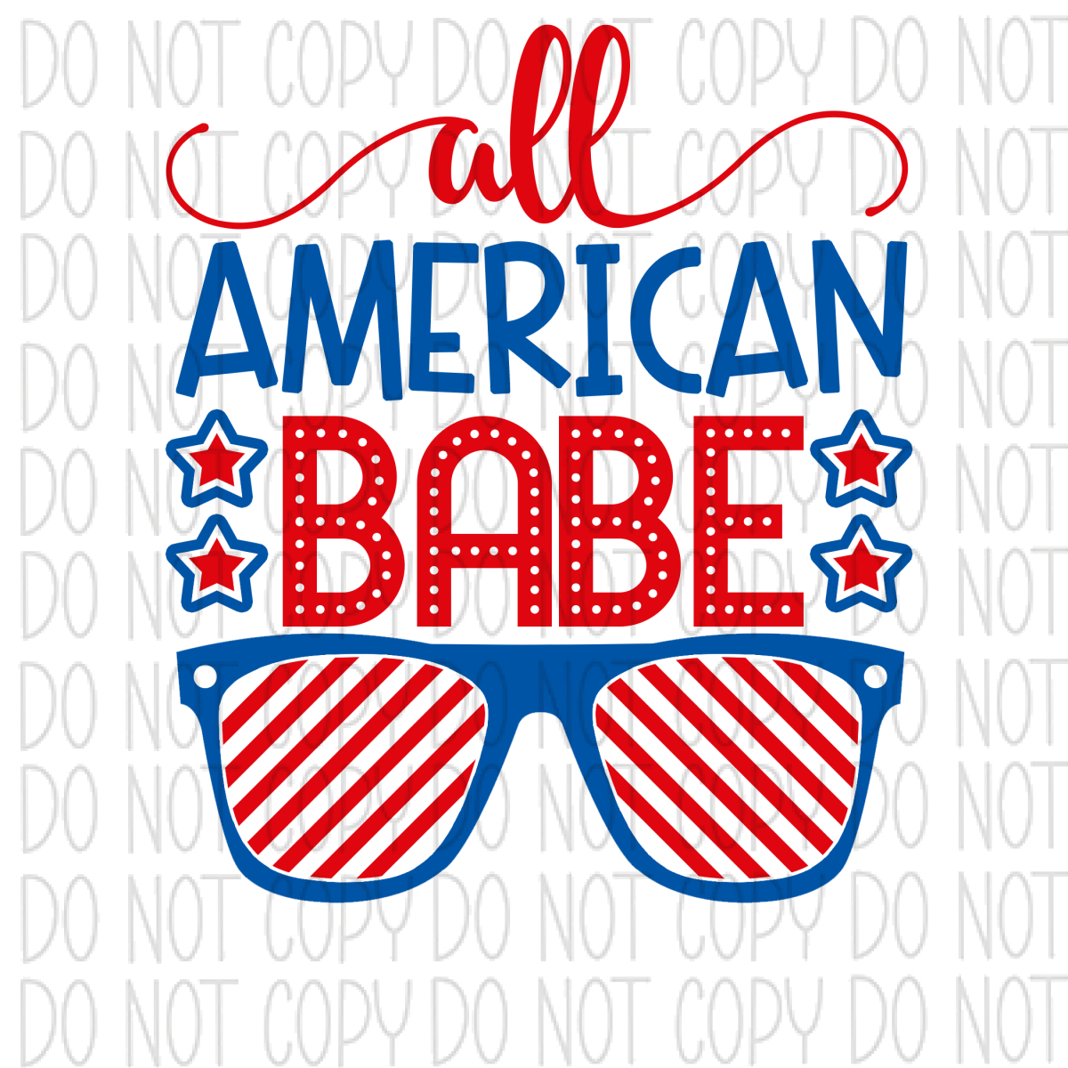 All American Babe Patriotic Dtf Transfer