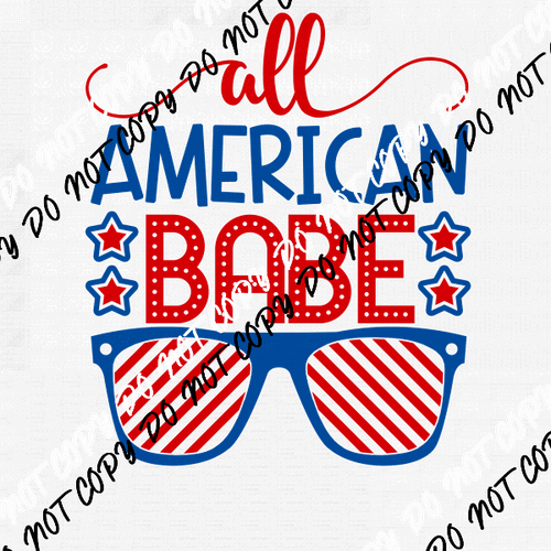 All American Babe Patriotic DTF Transfer - We Print U Press DTF Transfers