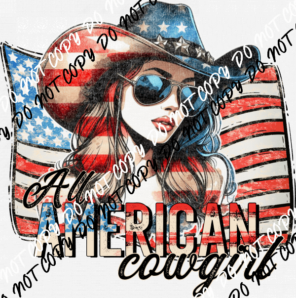 All American Cowgirl DTF Transfer - We Print U Press DTF Transfers