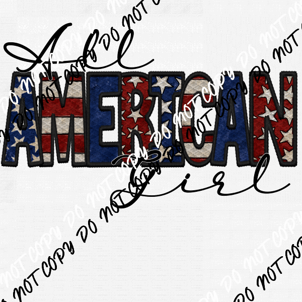 All American Girl Flag Letters DTF Transfer - We Print U Press DTF Transfers