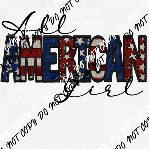 All American Girl Flag Letters DTF Transfer - We Print U Press DTF Transfers
