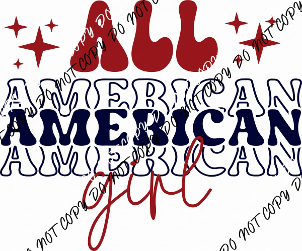 All American Girl Retro Sparkle DTF Transfer - We Print U Press DTF Transfers