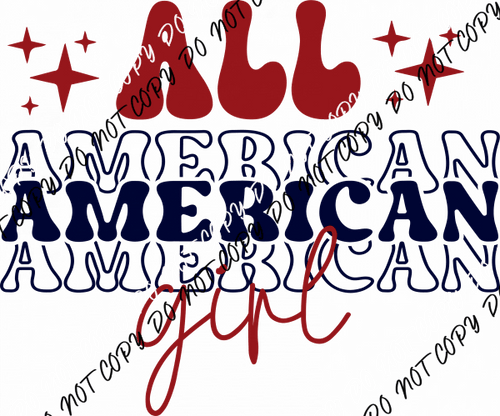 All American Girl Retro Sparkle DTF Transfer - We Print U Press DTF Transfers