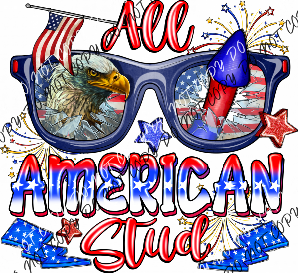 All American Stud Eagle Rocket Glasses Dtf Transfer Rtp Transfers