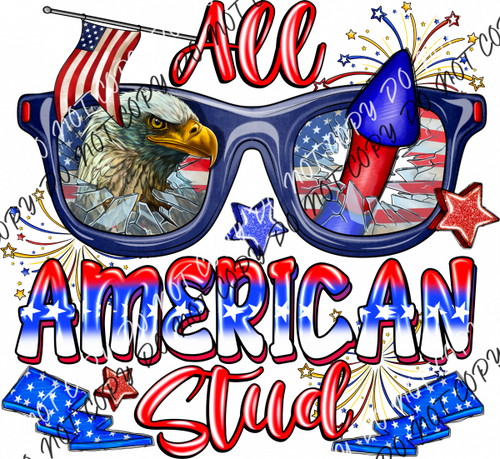 All American Stud Eagle Rocket Glasses Dtf Transfer Rtp Transfers