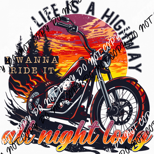 All Night Long Bike DTF Transfer - We Print U Press DTF Transfers