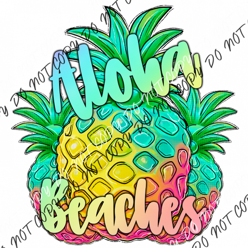 Aloha Beaches Pineapple Rainbow Dtf Transfer