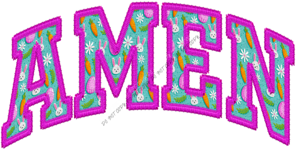 Amen Easter Print Faux Embroidery DTF Transfer RTP DTF Transfers
