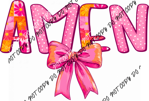 Amen with Bow DTF Transfer - We Print U Press DTF Transfers
