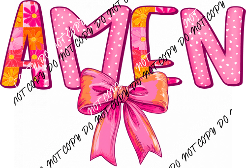 Amen with Bow DTF Transfer - We Print U Press DTF Transfers