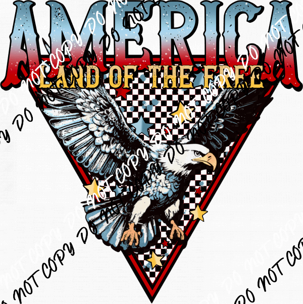 America land of the Free Eagle Triangle DTF Transfer - We Print U Press DTF Transfers