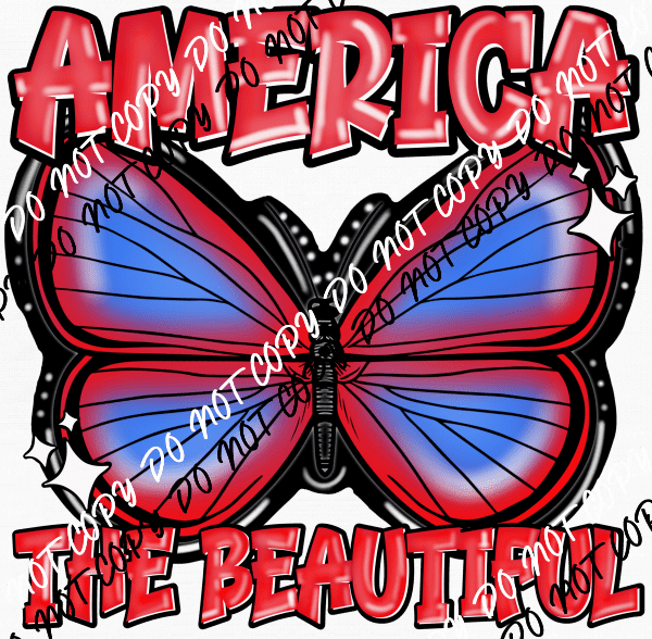 America the Beautiful Butterfly DTF Transfer - We Print U Press DTF Transfers