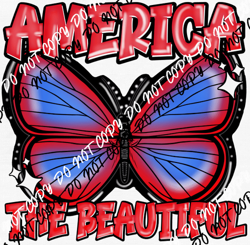 America the Beautiful Butterfly DTF Transfer - We Print U Press DTF Transfers