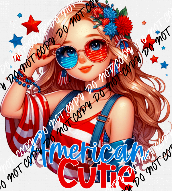 American Cutie Girl DTF Transfer - We Print U Press DTF Transfers