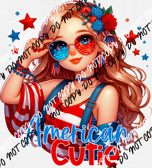 American Cutie Girl DTF Transfer - We Print U Press DTF Transfers