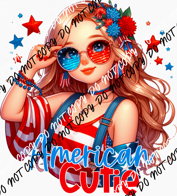 American Cutie Girl DTF Transfer - We Print U Press DTF Transfers