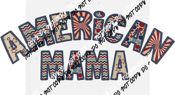 American Mama Dark Blue Trim faux embroidery DTF Transfer - We Print U Press DTF Transfers