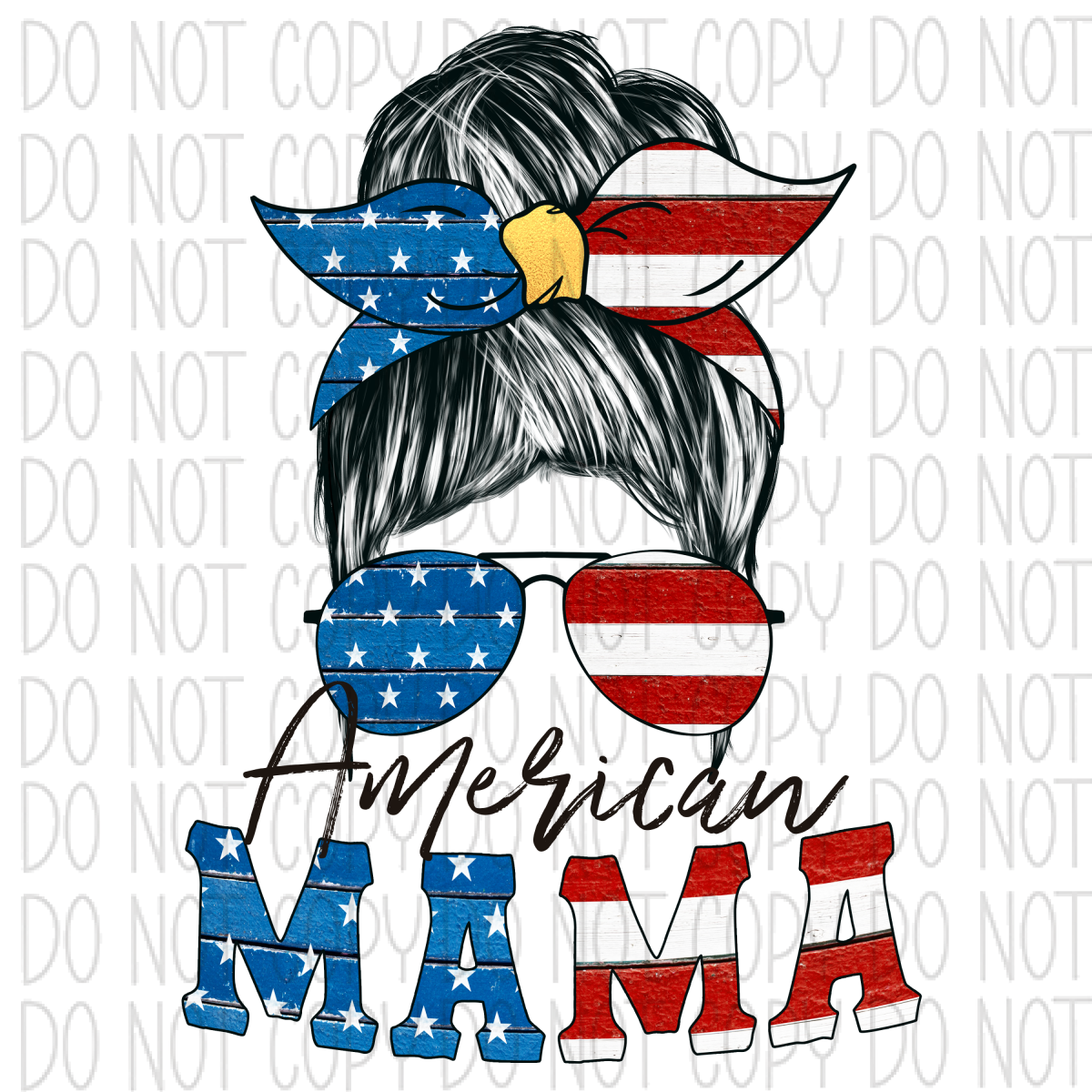 American Mama Messy Bun Dtf Transfer