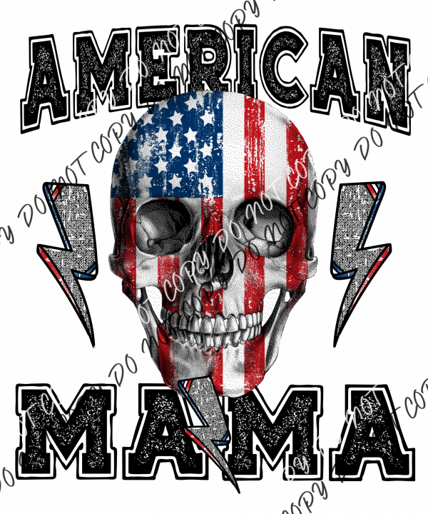 American Mama Skeleton Bolt Dtf Transfer