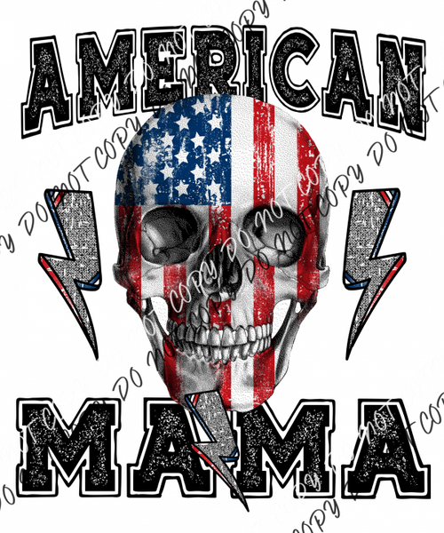 American Mama Skeleton Bolt Dtf Transfer