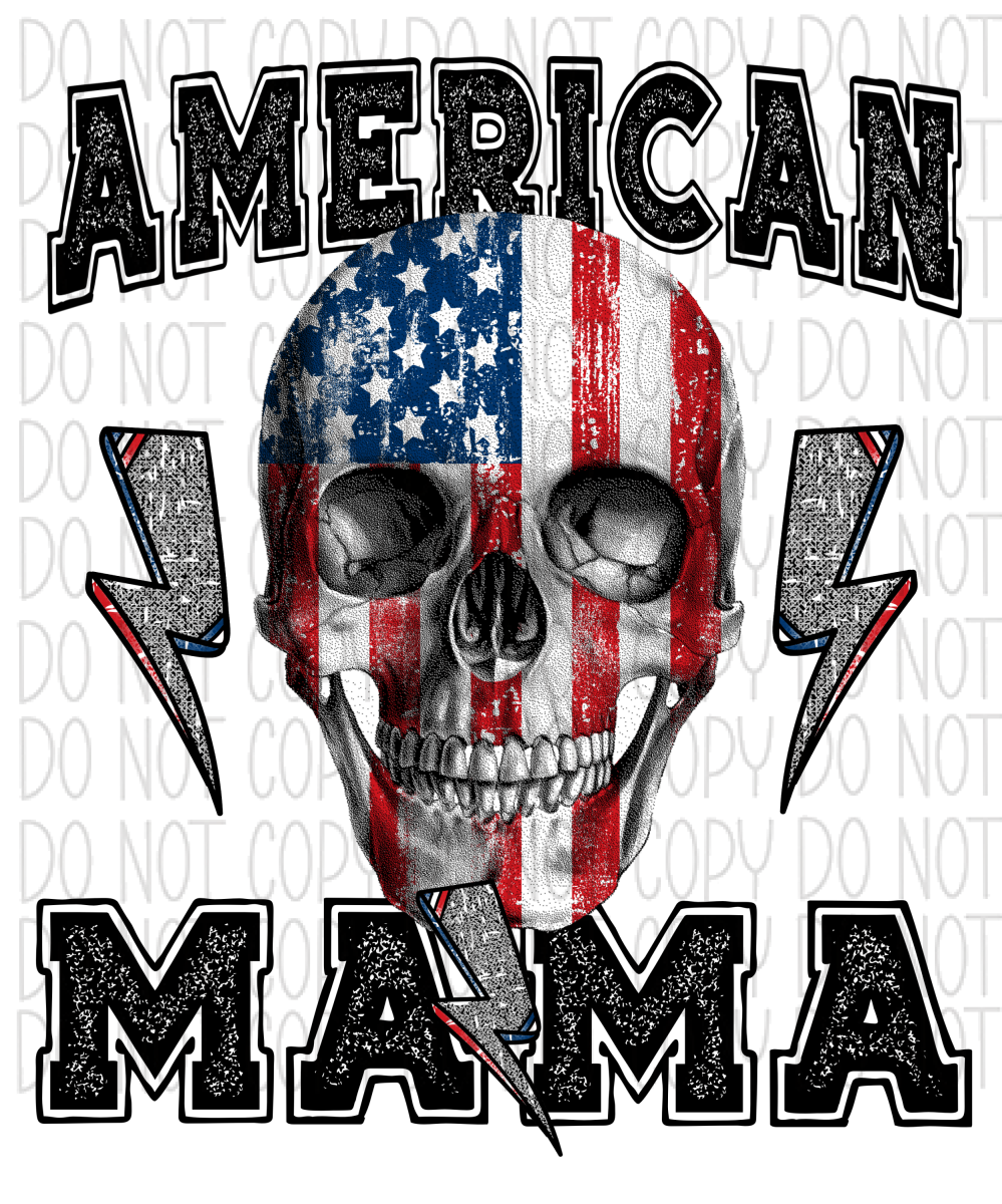American Mama Skeleton Bolt Dtf Transfer