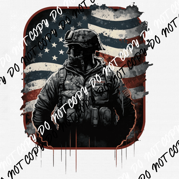 American Veteran with Soldier Flag DTF Transfer - We Print U Press DTF Transfers