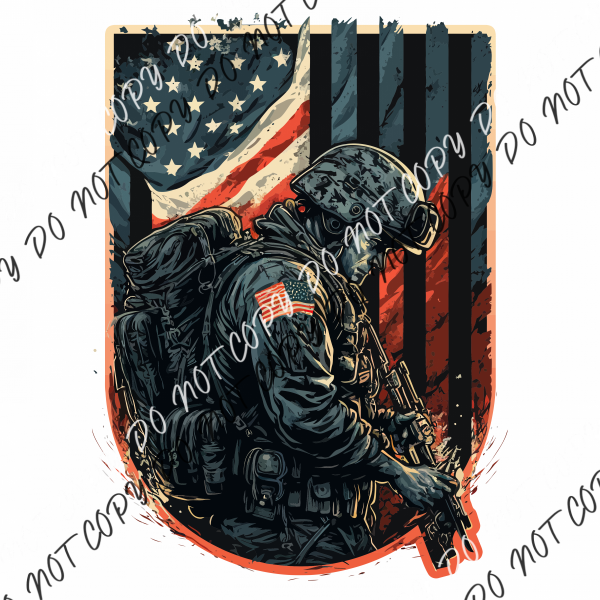 American Veteran With Usa Flag Dtf Transfer