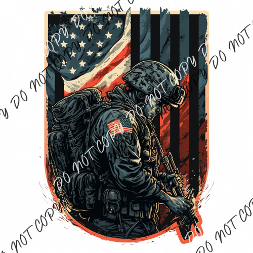 American Veteran With Usa Flag Dtf Transfer