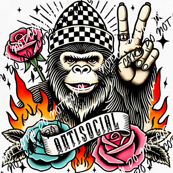 Antisocial Gorilla DTF Transfer - We Print U Press DTF Transfers