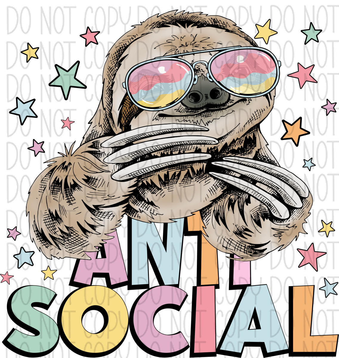 Antisocial Sloth Dtf Transfer