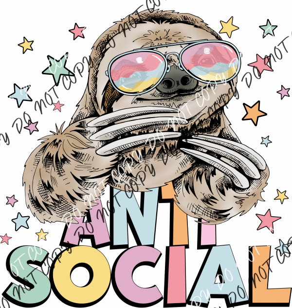 Antisocial Sloth Dtf Transfer