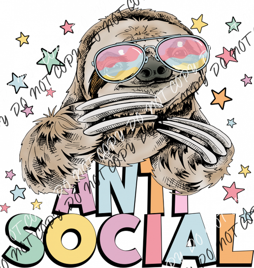 Antisocial Sloth Dtf Transfer