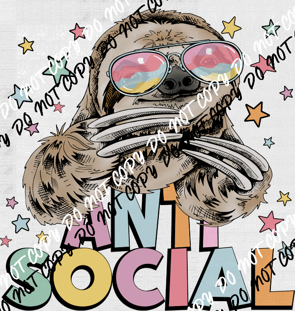 Antisocial Sloth DTF Transfer - We Print U Press DTF Transfers