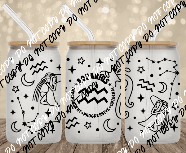 Aquarius UV Transfer for 16 oz Glass Can - We Print U Press DTF Transfers